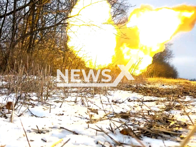 Russian towed 152 mm field gun "Hyacinth-B" fire rockets at Ukrainian military positions in Ukraine in undated footage. The footage was released by the Russian MoD on Friday, Feb. 17, 2023.
Note: Picture is a screenshot from a video (Ministry of Defense of Russia/Newsflash)