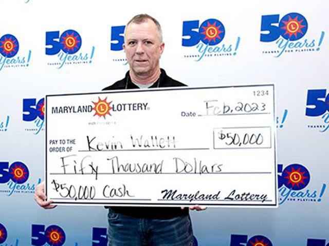 Kevin Wallett, from the community of Reisterstown, in Baltimore County, Maryland State, USA, poses in undated photo. He won USD 50,000 (GBP 41,931) on the lottery in February 2023. Note: Licensed content. (Maryland Lottery/Newsflash)