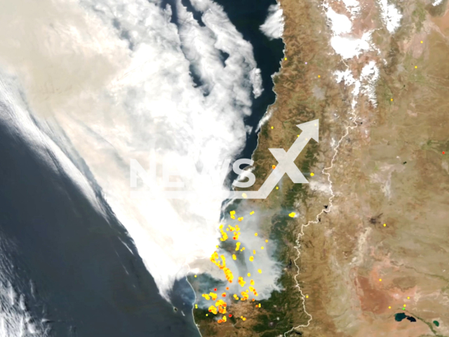 Picture shows a satellite point of view of the Southern Hemisphere where temperatures have risen over 40 degrees Celsius, undated footage. The fires in the area have killed at least 26 people, and left at least 1,182 injured. Note: Picture is a screenshot from a video (@NOAA; NASA Goddard Space Flight Center; CIRA/Newsflash)