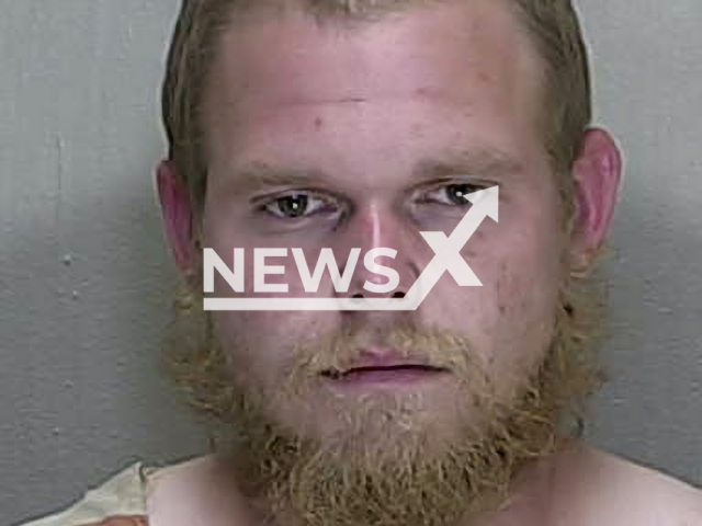 Skylar Eugene Adkins, 26, poses in undated photo. He was arrested for stealing a pickup truck in the community of Summerfield, in Marion County, Florida State, USA, on Sunday, Feb. 12, 2023. Note: Licensed content. (Marion County Sheriff's Office/Newsflash)