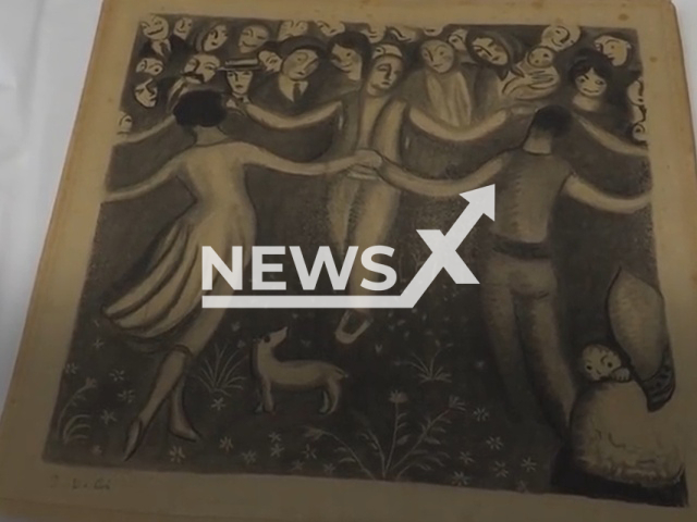 Picture shows one of the two 100-year-old charcoal drawings  recovered by police, undated. Police recoverd two stolen Salvador Dali paintings valued at EUR 300,000 in Barcelona, Spian. Note: Picture is a screenshot from a video (@mossoscat/Newsflash)