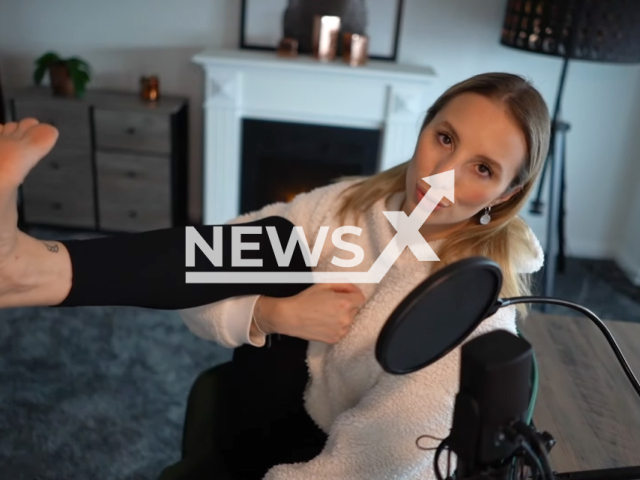 Image shows porn star Hanna Secret, 26, from the city of Hamburg, Germany, undated photo. She claimed that the foot fetish is one of the most beautiful ever in February 2023. Note: Photo is a screenshot from a video. (Newsflash)