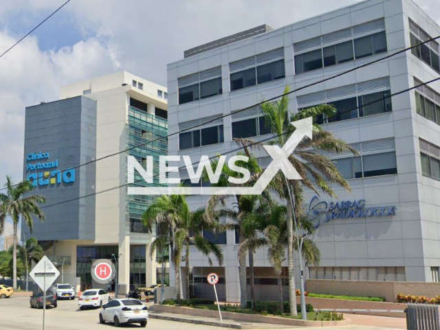 Picture shows the Portoazul Clinic,  in Barranquilla, Colombia, undated. Elian Josue Pina Valdez, died  after ingesting gasoline, at the clinic, on Sunday, Feb. 19, 2023. 
Note: Photo is a screenshot from Google Maps. (Google Maps/Newsflash)