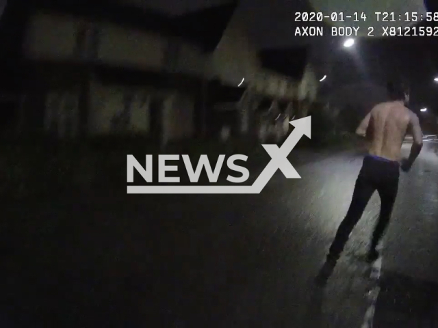 PC Chantelle Feyzifar pursued and help arrest a violent driver that dragged a police officer down the road with his moving vehicle after a routine traffic stop in Chafford Hundred, UK, on 14th January, 2020. Note: This picture is a screenshot from the video (Essex Police/Newsflash).