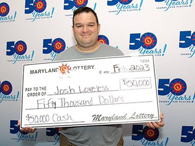 Firefighter Josh Loveless from the town of Middletown, in  Frederick County, Maryland, USA, poses in undated photo. He won USD 50,000 (GBP 41,471) on a scratch-off in February 2023. Note: Licensed content. (Maryland Lottery/Newsflash)