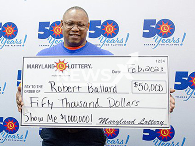 Robert Ballard from the city of Baltimore, Maryland State, USA, poses in undated photo. He collected USD 50,000 (GBP 41,588) on the lottery on Feb. 22, 2023. Note: Licensed content. (Maryland Lottery/Newsflash)