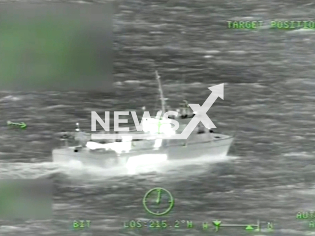 Picture shows a fishing vessel approximately 184 miles south of White Lake, Louisiana, on Tuesday, Feb. 21, 2023. A Coast Guard Air Station New Orleans MH-60 Jayhawk aircrew evacuated a passenger who had experienced stroke-like symptoms. Note: This picture is a screenshot from the video. (U.S. Coast Guard District 8/Newsflash)