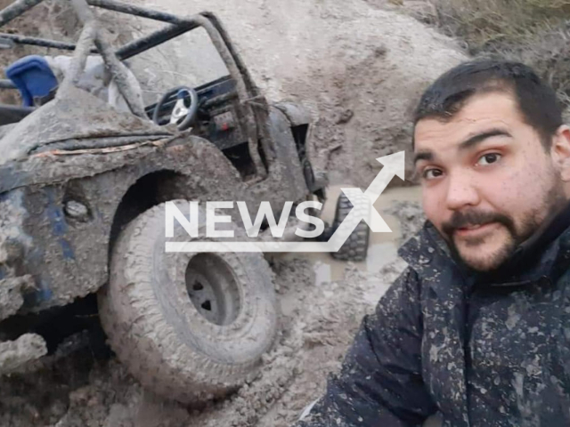 Diego Barría, 32, poses in an undated photo. His remains were found inside a shark caught by fishermen in the area where he disappeared in Chubut, Argentina. Note: Private photo. (Virginia Brugger/Newsflash)