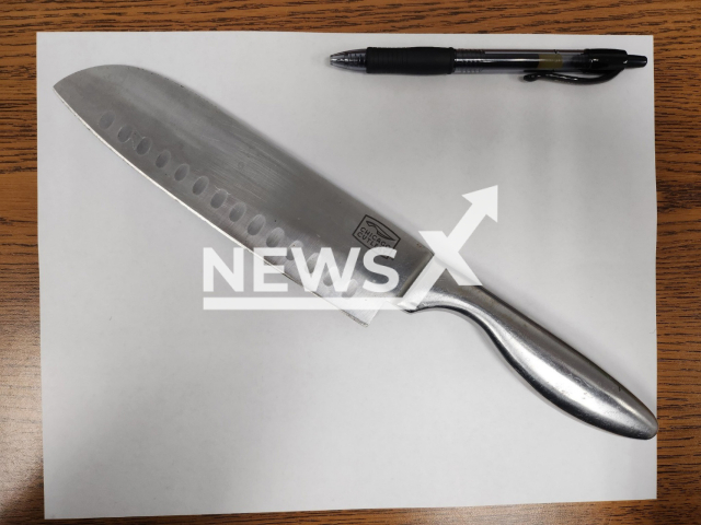 Photo shows the knife confiscated from a child, who allegedly tried to stab their teacher at the Cherryvale Elementary School in Sumter County, south Carolina, USA, undated. The child reportedly learned how to do this from watching the movie Chucky. Note: Photo is from the Sumter County Sheriff's Office (@SumterCountySheriff/Newsflash)