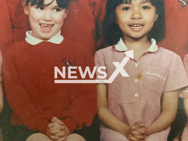 Picture shows Najwa (right) and her friend Bobbie Smith (left) in Scotland, undated. Najwa found her long lost friend with the help of Twitter users. Note: Permission obtained for photo. (@_nxjwafuad/Newsflash)