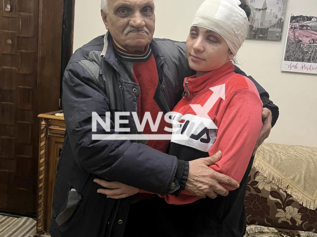 Photo shows Sarah Mohamed with her father, undated. Egyptian blogger, Sarah Mohamed, has reportedly been shot in an accident while she was returning home with her fiance, causing her to lose eye sight, in Alexandria, Egypt, Thursday, Feb.9, 2023. Note: Picture is private (@amrpkk/Newsflash)