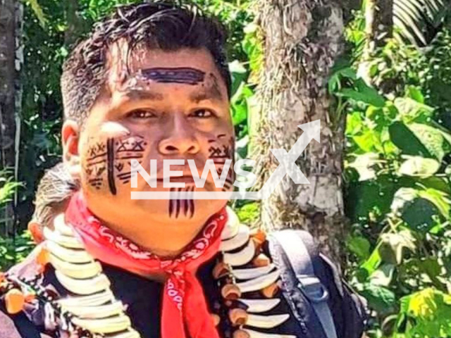 The leader of the Cofan people Eduardo Mendua, poses in undated photo. He was killed in    Sucumbios, Ecuador, on Sunday, Feb. 26, 2022, he was participating in the defence of their territory and blocked  the passage of oil company  personnel. Note: Private photo.  (@BancadaPkEc/Newsflash)