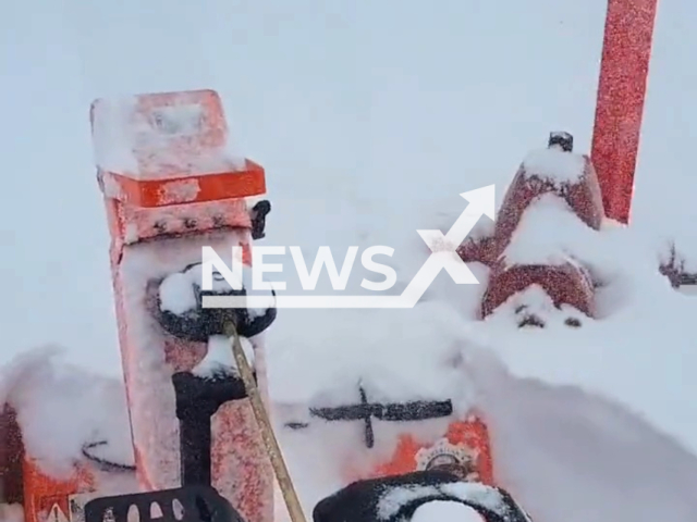 Deputies plow snow in Chisago County, Minnesota, in undated footage. The Chisago County Sheriff's Office made a remark on Twitter that they are heroes to firefighters on and off-duty. Note: Picture is a screenshot from a video (@ChisagoCountySO/Newsflash)