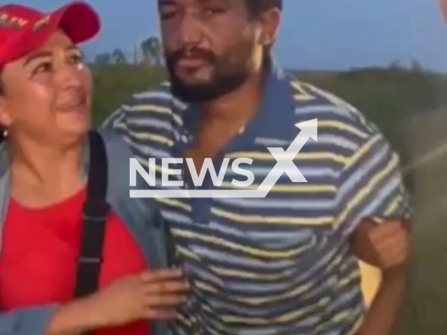 Picture shows Jhonatan Acosta, 30,  walking with the help of one of a woman, undated. He was missing since Jan. 25, 2023, and was rescued  after 30 days in the jungle  in Baures, Bolivia.  
 Note: Photo is a screenshot from a video. (Newsflash)