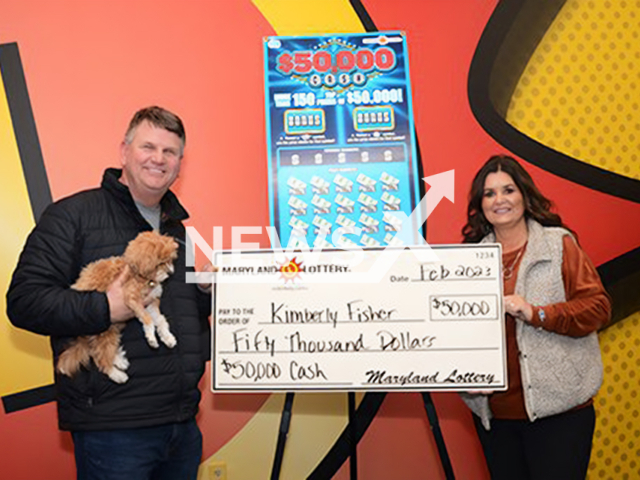 Chuck and Kimberly Fisher pose in undated photo. They won USD 50,000 (GBP 41,391) on the lottery in the town of Berlin, in Worcester County, Maryland State, USA. Note: Licensed content. (Maryland Lottery/Newsflash)