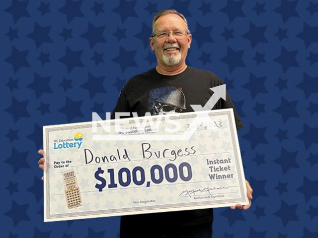 Photo shows Donald Burgess, undated. Burgess, a 61-year-old handyman, won a USD 100,000 prize on a scratch-off ticket he bought from the Calabash Food & Fuel on Beach Drive Southwest in Calabash, Brunswick County, North Carolina, USA. Note: Photo is from the North Carolina Education Lottery (North Carolina Education Lottery/Newsflash)