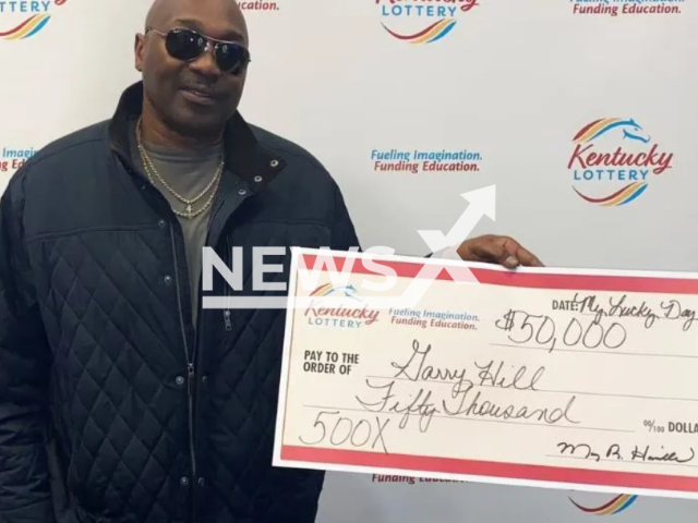 Garry Hill from the city of Lexington, Kentucky State, USA, poses in undated photo. He won USD 50,000 (GBP 41,749) on the lottery in February 2023. Note: Licensed content. (Kentucky Lottery/Newsflash)