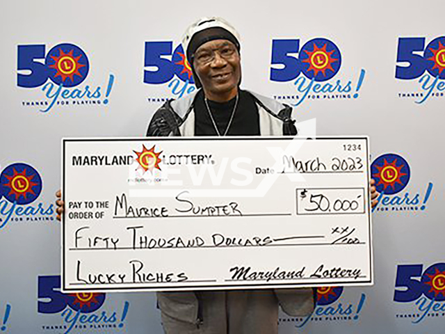 Maurice Sumpter, 61, from the city of Clear Spring, in Maryland State, USA, poses in undated photo. He won USD 50,000 (GBP 41,758) on the lottery in March 2023. Note: Licensed content. (Maryland Lottery/Newsflash)