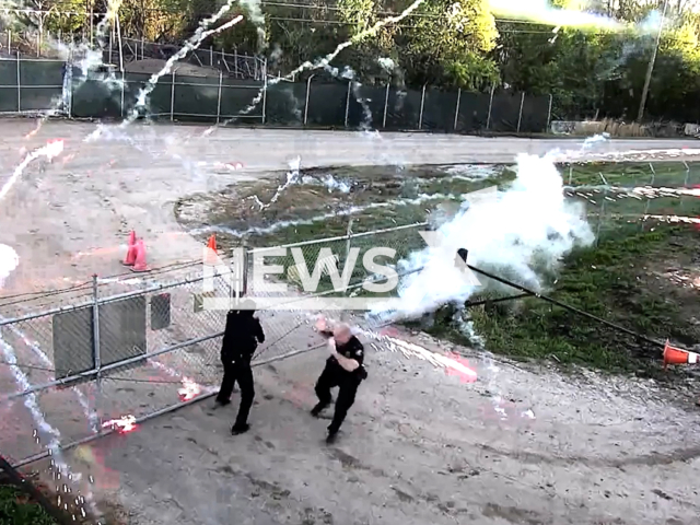 A police officers on the protest where 23 people were arrested in Atlanta, Georgia, USA on March 5, 2023. Note: Picture is screenshot from a video. (City of Atlanta Police Department/Newsflash)