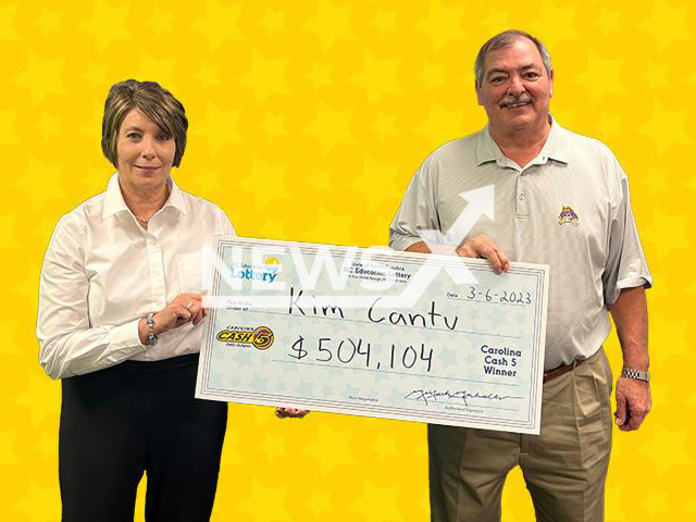 Kim Cantu, 65, poses in undated photo. He collected USD 504,104 (GBP 426,078) that he had won on the lottery in the city of Greenville, North Carolina, USA, on Mar. 6, 2023. Note: Licensed content. (North Carolina Education Lottery/Newsflash)