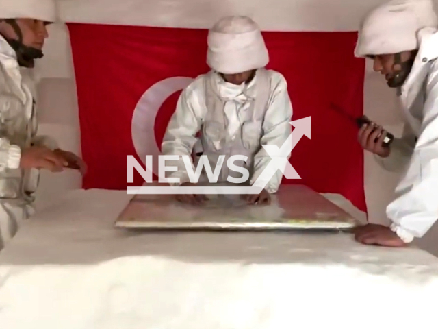 Turkish soldiers working in the snow to serve their country, undated. Note: This picture is a screenshot from the video. (TR Ministry of National Defense/Newsflash)