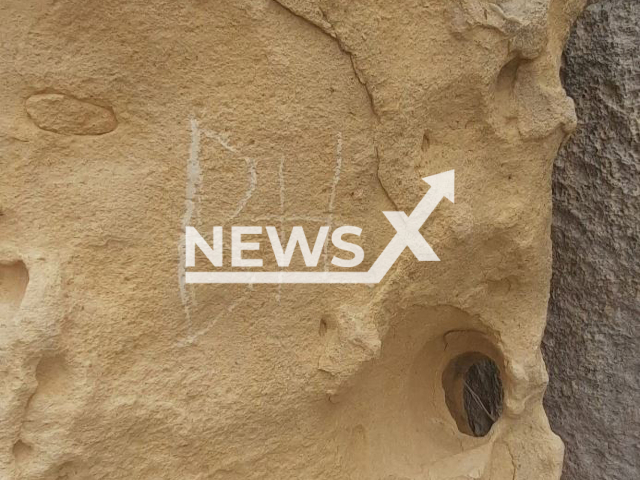 Picture shows the Neolithic monument in Ggantija that an eighteen-year-old on a school trip engraved two letters on, in Malta, undated. He was sentenced to two years imprisonment suspended for four years  and fined  EUR 15,000 (GBP 13274). Note: Private photo.  (Newsflash)