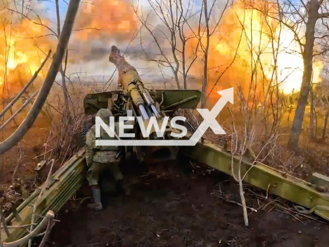 Russian soldier shoots 152-mm self-propelled gun "Hyacinth-S" in Ukraine in undated footage. The footage was released by the Russian Ministry of Defense on Tuesday, Mar. 14, 2023. Note: Picture is screenshot from a video. (@function.mil.ru/Newsflash)