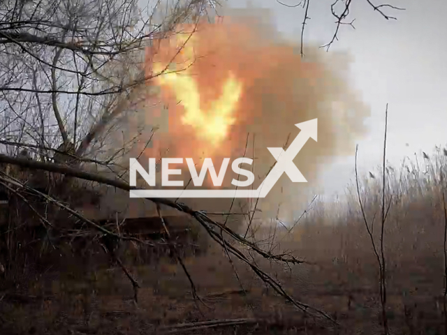 Ukrainian 2S1 Gvozdika howitzer shoots at Russian enemy positions in the East of Ukraine in undated footage. The footage was released by the 17th brigade of the Ukrainian Ground Forces on Wednesday, Mar. 15, 2023. Note: Picture is screenshot from a video.(@17otbr/Newsflash)