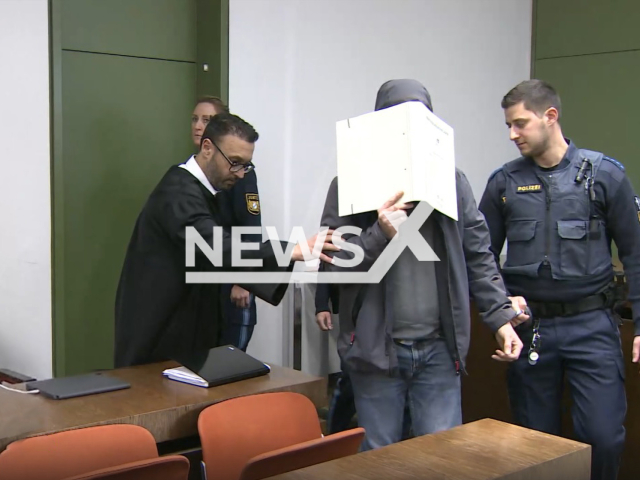 Image shows Christoph K., aged 46, in the courtroom, undated photo. The retrial against him has begun in the city of Munich, Bavaria, Germany. Note: Photo is a screenshot from a video. (Newsflash)