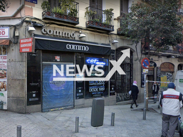 Photo shows the club named Commo, located in Espoz and Mina in Madrid, Spain, undated. Two British people were reportedly arrested for not paying their bills after drinking at Commo. Note: Photo is a screenshot from Google Maps (Google Maps/Newsflash)