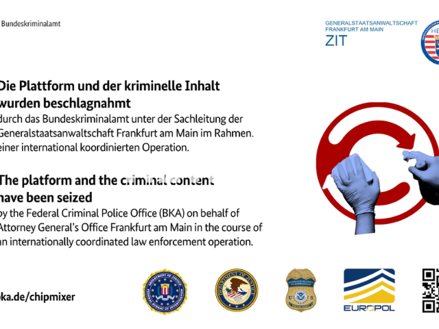 Image shows the ChipMixer darknet cryptocurrency anonymizing service, undated photo. It was seized by U.S. and German authorities on Wednesday, Mar. 15, 2023. Note: Licensed content. (BKA/Newsflash)