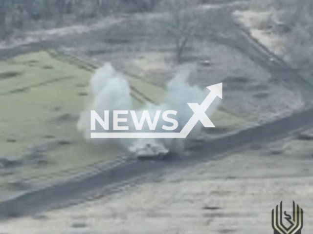 Ukrainian forces blow up Russian BMP in Ukraine in undated footage. The footage was released by the special purpose battalion "Wild field" of the Ukrainian Ground Forces on Thursday, Mar. 16, 2023.Note: Picture is screenshot from a video. (@battalion.dyke.pole/Newsflash)