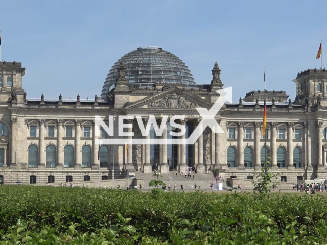 Image shows the German Reichstag, undated photo. The German parliament lift the restrictions on gay blood donors on Thursday, Mar. 16, 2023. Note: Photo is a screenshot from a video. (Newsflash)