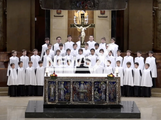 Photo shows an illustrative image of Escolania de Montserrat, undated. Escolania de Montserrat is a boys' choir of sopranos and altos based at the Benedictine abbey Santa Maria de Montserrat near Barcelona, Catalonia, Spain. Note: Picture is a screenshot from a video (Abadia de Montserrat/Newsflash)