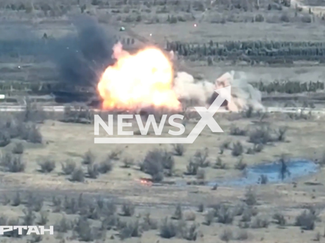 Special unit "Spartan" of the National Guard destroy Russian military truck near Bakhmut in Ukraine in undated footage. The footage was released by the National Guard of Ukraine on Sunday, Mar. 19, 2023. Note: Picture is a screenshot from a video (@NGU/Newsflash)