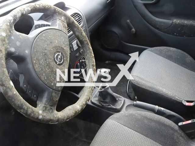 Picture shows the mold in the Opel Corsa from 2005  undated. The car was parked in Zoetermeer, Netherlands,  the owner received a message that the car had to be removed and it was.   
 Note: Photo is a screenshot from a video. (Newsflash)