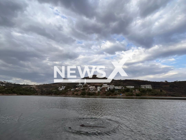 Photo shows a large silhouette in the waters of the Madin Dam in Atizapan de Zaragoza, in the State of Mexico in Mexico, undated. People reportedly believe that a dinosaur lives at the bottom of the dam. Note: Photo is from the Government of Atizapan de Zaragoza (@GobAtizapan/Newsflash)