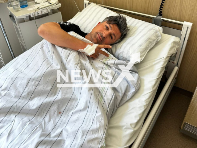 Image shows Kursat Yildirim, aged 42, in the hospital, undated photo. He was operated for hernia in a hospital in the city of Dortmund, North Rhine-Westphalia State, Germany, on Monday, Mar. 20, 2023. Note: Private photo. (Newsflash)