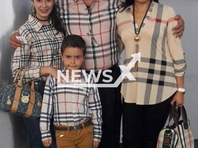 Former Miss Puebla Maria Hilda alias Miss Tortura, poses with an unidentified man and children in an undated photo. She was arrested for the crime of trafficking people for the purpose of labour exploitation in  Puebla state capital on Saturday, March 18, 2023. Note: Private photo. (Newsflash)