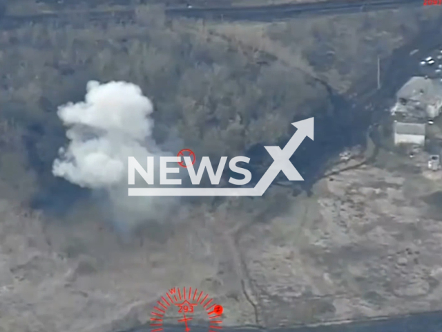 Ukrainian Forces destroy a Russian TOS-1A "Solncepek" near Bakhmut in Ukraine in undated footage. The footage was released by the Command of the 92nd OMBr on Wednesday, Mar. 22, 2023. Note: Picture is a screenshot from a video (@92OMBr/Newsflash)