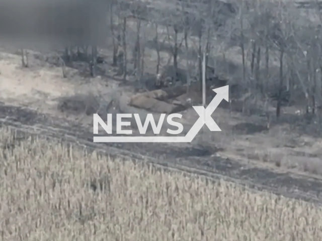 Ukrainian artillery destroys discovered Russian military position in Ukraine in undated footage. The footage was released by the 103rd Separate Territorial Defense Brigade on Wednesday, Mar. 22, 2023. Note: Picture is a screenshot from a video (@oborona.lviv/Newsflash)