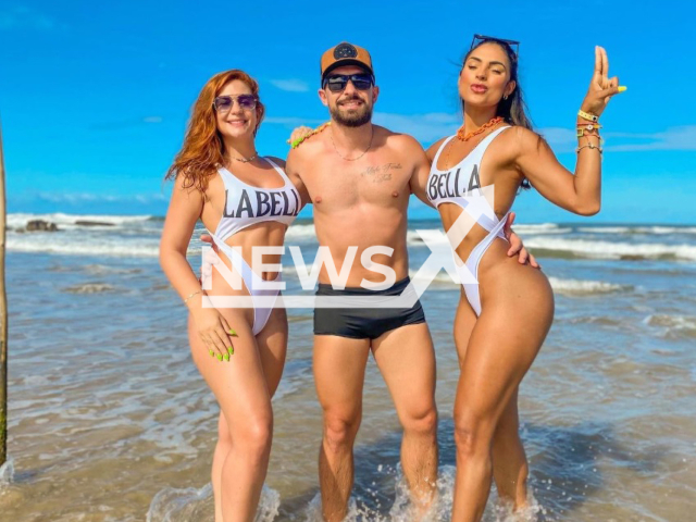 The three people Graziela Veras(pictured left), Diogo Matheus(in the middle) and Natalia Bezerra(right) from Palmas, Brazil, who claim they are in a relationship. Note: Private photo.(@vivendoatres_/Nesflash)