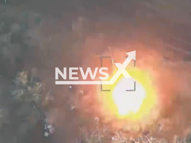 DPR military destroy Ukrainian armored vehicles with the help of Lancet kamikaze drones in Bakhmut direction in Ukraine in undated footage. The footage was released by the People's Militia of the DPR on Friday, Mar. 24, 2023.Note: Picture is screenshot from a video. (@nm_dnr/Newsflash)