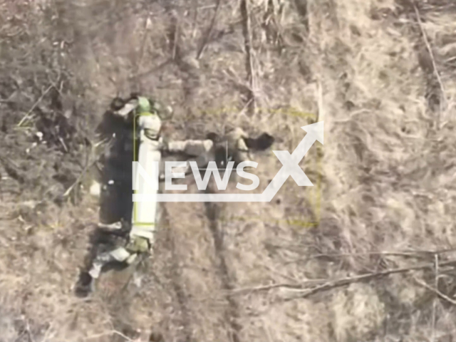 Ukrainian drones drop bombs and destroy Russian military positions in Ukraine in undated footage. The footage was released by the 10th Mountain Assault Brigade on Saturday, Mar. 25, 2023. Note: Picture is a screenshot from a video (10th Mountain Assault Brigade/Newsflash)