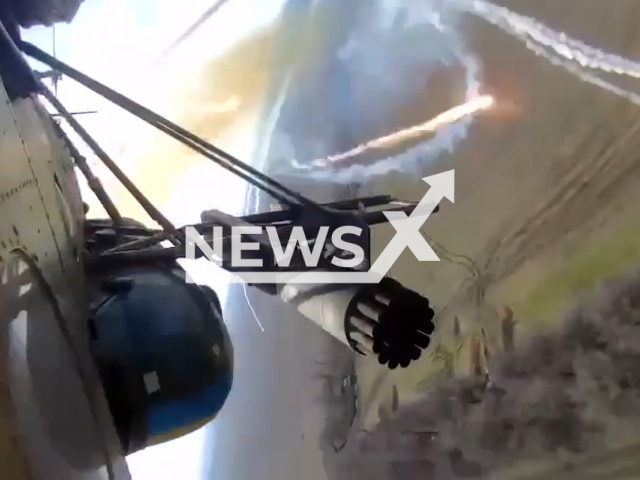 Ukrainian attack helicopters fire missiles at Russian military positions in Eastern Ukraine in undated footage. The footage was released by the 16th Separate Army Aviation Brigade "Brody" on Sunday, Mar. 26, 2023. Note: Picture is a screenshot from a video (@16OBrAA/Newsflash)