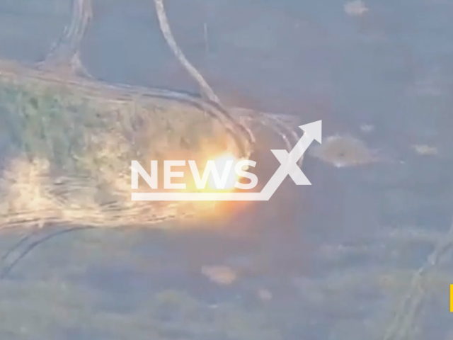 Ukrainian special forces destroy Russian TOR-M2 with kamikaze drone hits in Ukraine in undated footage. The footage was released by the Security Service of Ukraine on Tuesday, Mar. 28, 2023. Note: Picture is screenshot from a video. (@SecurSerUkraine/Newsflash)