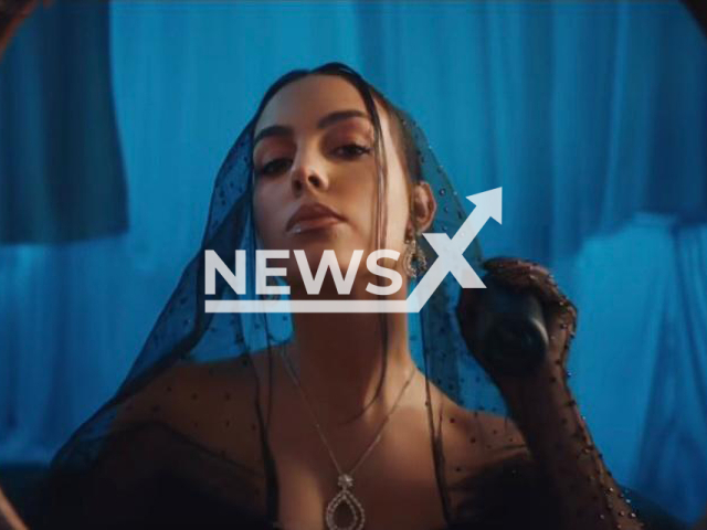 Photo shows Georgina Rodriguez from a posted ad for the Saudi perfume brand Laverne, undated. Georgina expressed how she feels very safe in Saudi Arabia and appreciates its family values. Note: Photo is a screenshot of a video. (Laverne/Newsflash)