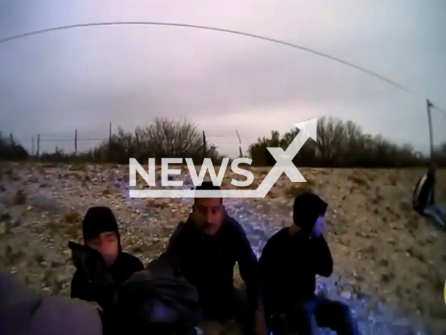 Picture shows three illegal immigrants in Val Verde County, Texas, on Wednesday, Mar. 15, 2023. DPS Trooper discovered the illegal immigrants during a traffic stop. Note: Picture is screenshot from a video. (@TxDeptPublicSafety/Newsflash)