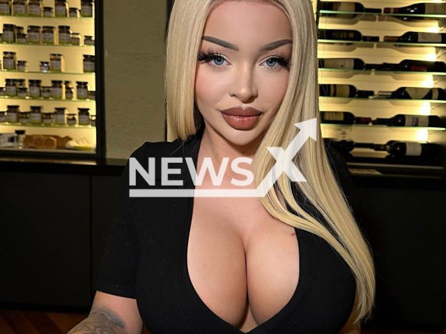 Katja Krasavice, aged 26, from the city of Berlin, Germany, poses in undated photo. She opened up about her plastic surgeries in an online podcast. Note: Private photo. (@katjakrasavice/Newsflash)