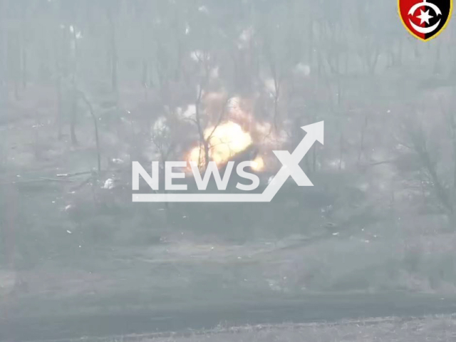 Russian soldiers run for their lives after being discovered and hit by the Ukrainian artillery in Ukraine in undated footage. The footage was released by the 30th separate mechanized brigade on Wednesday, Mar. 29, 2023. Note: Picture is screenshot from a video. (@30brigade/Newsflash)